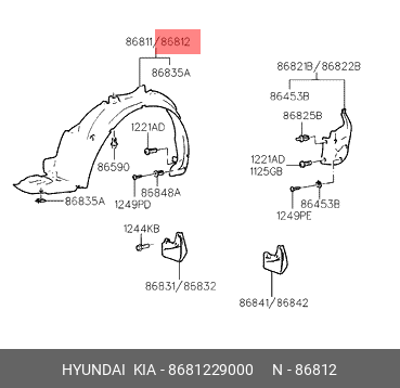 Обшивка, колесная ниша 8681229000 HYUNDAI KIA