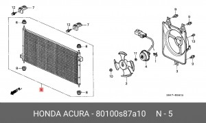 Конденсатор, кондиционер 80100S87A10 HONDA