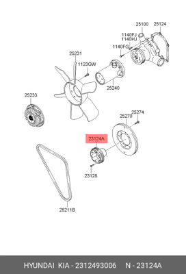 Шкив коленвала 2312493006 HYUNDAI KIA