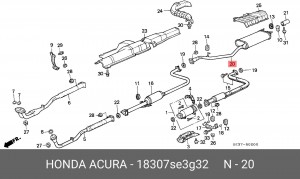 Глушитель выхлопных газов конечный 18307SE3G32 HONDA