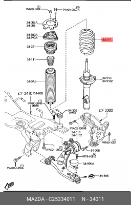 Пружина подвески C25334011 MAZDA