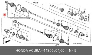 Вал привода колеса в сборе с ШРУСами 44306S04J60 HONDA