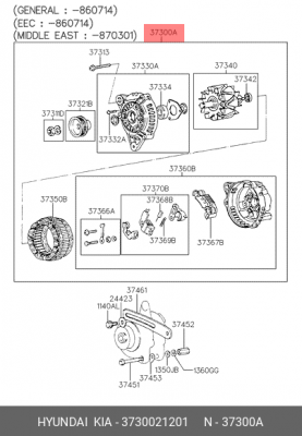 Регулятор генератора 3730021201 HYUNDAI KIA