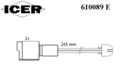 Сигнализатор, износ тормозных колодок 610089E ICER