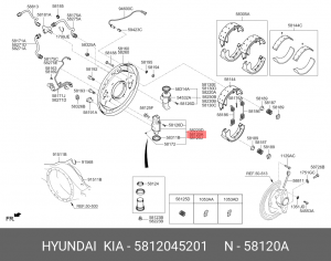 Колесный тормозной цилиндр 5812045201 HYUNDAI KIA