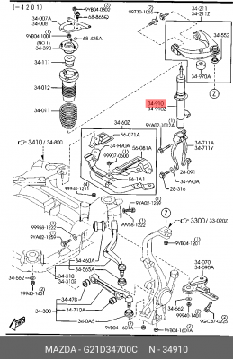 Амортизатор подвески G21D34700C MAZDA