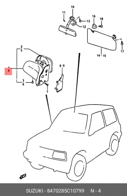 Наружное зеркало 84702-85C10-799 SUZUKI