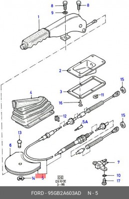 Трос, стояночная тормозная система 95GB-2A603-AD FORD