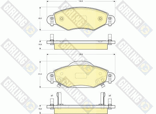 Комплект тормозных колодок, диско 6133244 GIRLING