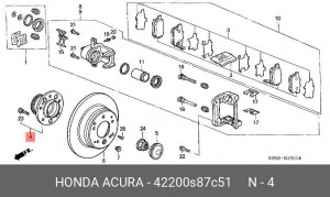 Комплект подшипника ступицы колеса 42200S87C51 HONDA