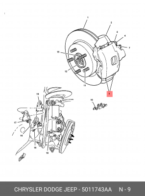 Комплект тормозных колодок, диско 5011743AA CHRYSLER