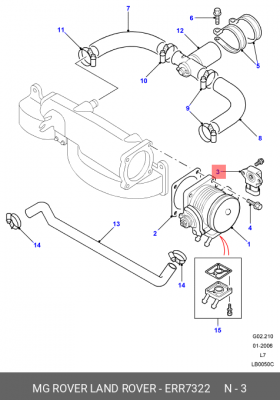 Датчик, положение дроссельной заслонки ERR7322 MG ROVER LAND ROVER
