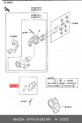 Колодки тормозные дисковые EFY53328ZMV MAZDA