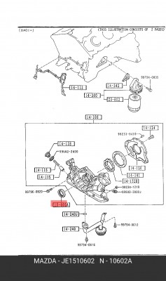 Уплотняющее кольцо, коленчатый вал JE1510602 MAZDA