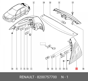 Фонарь задний 8200757700 RENAULT