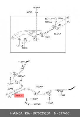 Трос, стояночная тормозная система 5976025200 HYUNDAI KIA
