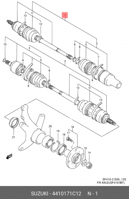 Шарнирный комплект, приводной вал 44101-71C12 SUZUKI