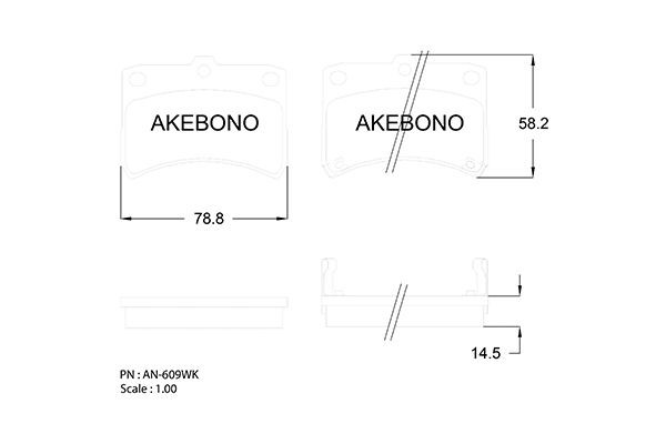 Колодки тормозные дисковые AN609WK AKEBONO