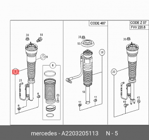 Амортизатор подвески A2203205113 MERCEDES BENZ
