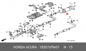 Глушитель выхлопных газов конечный 18307SF9E01 HONDA