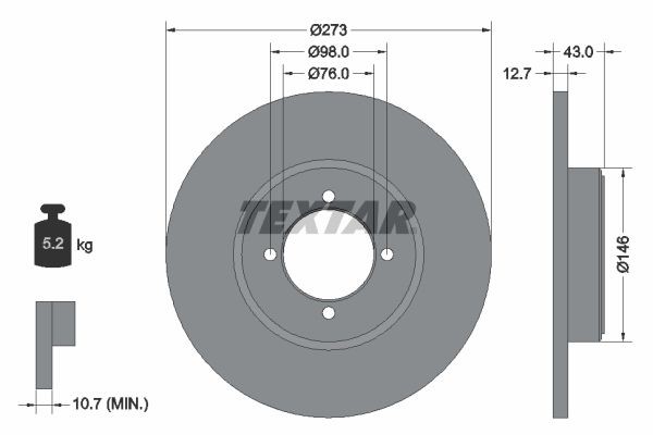 Тормозной диск 92011400 TEXTAR