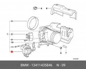 Поворотная заслонка, подвод воздуха 13 41 1 435 846 BMW