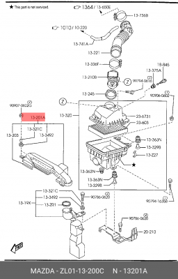 Патрубок забора воздуха в ДВС ZL01-13-200C MAZDA