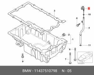 Щуп маслоизмерительный ДВС 11 43 7 510 798 BMW