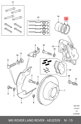 Ремкомплект, тормозной суппорт AEU2539 MG ROVER LAND ROVER