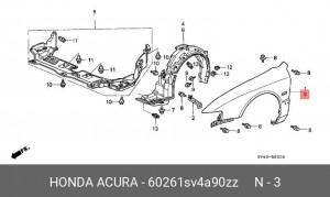Крыло переднее 60261SV4A90ZZ HONDA
