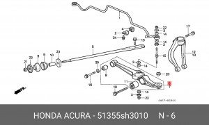 Рычаг независимой подвески колеса, подвеска колеса 51355-SH3-010 HONDA