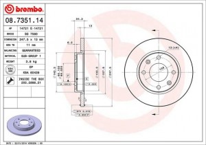 Тормозной диск 08.7351.14 BREMBO