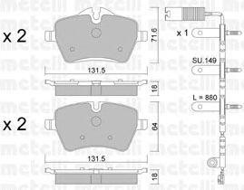 Комплект тормозных колодок, диско 2207680K METELLI