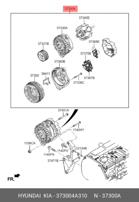 Генератор 373004A310 HYUNDAI KIA