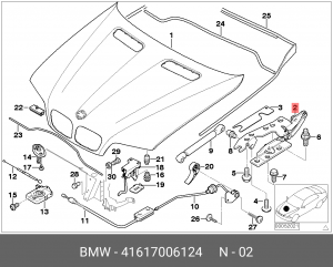 Петля - шарнир открывания капота 41 61 7 006 124 BMW