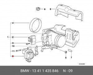 Поворотная заслонка, подвод воздуха 13 41 1 435 846 BMW