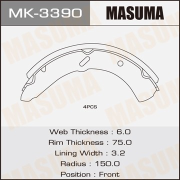 Колодки тормозные барабанные MK3390 MASUMA