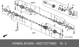Шарнирный комплект, приводной вал 44011ST7N00 HONDA