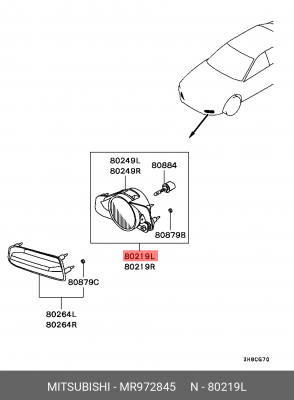 Фары противотуманные (комплект) MR972845 MITSUBISHI