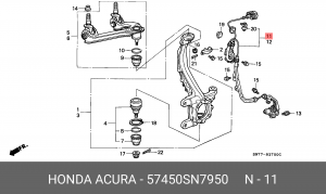 Датчик, частота вращения колеса 57450SN7950 HONDA