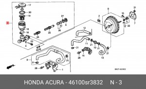 Главный тормозной цилиндр 46100SR3832 HONDA