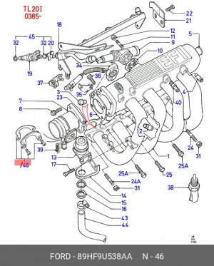 Патрубок дроссельной заслонки 89HF9U538AA FORD