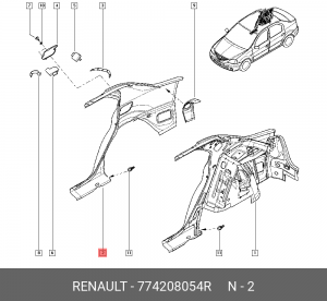 Крыло заднее 774208054R RENAULT
