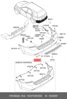 Светоотражатель - катафот 924703E550 HYUNDAI KIA