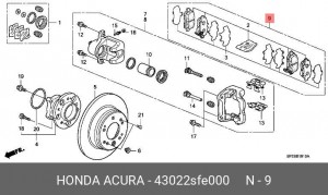 Колодки тормозные дисковые 43022SFE000 HONDA