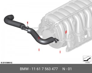 Патрубок вентиляции картера 11 61 7 563 477 BMW