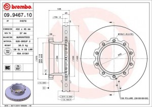 Тормозной диск 09.9467.10 BREMBO