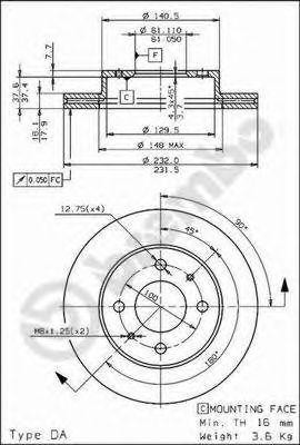 Тормозной диск 09.6943.10 BREMBO