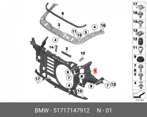 Кронштейн крепления радиатора охлаждения ДВС 51 71 7 147 912 BMW