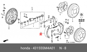 Комплект тормозных колодок 43155-SM4-A01 HONDA